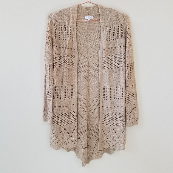 New AVLN STUDIO Open Knit Open Front Cardigan - Picture 1 of 7